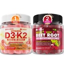 LILICARE Vitamin D3 K2 Gummies 5000IU / 10,000 IU with 500mg Calcium + Beet Root Gummies