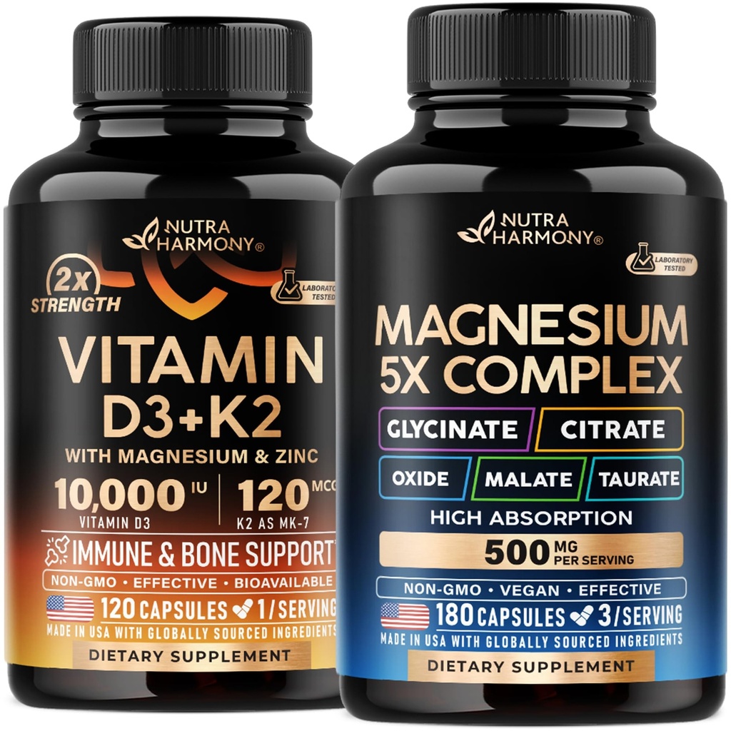 NUTRAHARMONY Vitamin D3 K2 & Magnesium Complex Capsules