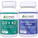 EZ Melts Vitamin D3 K2 and Multivitamin with Iron, Sugar Free