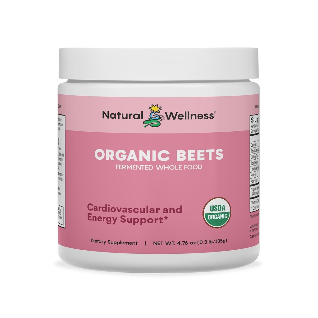 Natural Wellness Fermented Organic Beets Powder – Nitrate-Rich Superfood for Heart Health, Energy, Endurance & Circulation – Vegan, Gluten-Free, Zero Sugar – 4.5g Powder, 30-Day Supply`