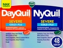 VICKS DayQuil & NyQuil SEVERE Co-Pack, Ψυχρή & Γρίπη Ιατρική, Ισχυρή Ανακούφιση για τον πονοκέφαλο, τον πυρετό, τον πονόλαιμο, τους μικρούς πόνους & πόνους, τη συμφόρηση, την πίεση του κόλπου, την πυκνή μύτη, και το βήχα, 48 LiquiCaps