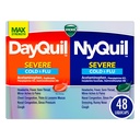 VICKS DayQuil & NyQuil SEVERE Co-Pack, Cold & Flu Medicine, Powerful Relief for Headache, Fever, Sore Throat, Minor Aches & Pains, Congestion, Sinus Baskı, Thingsy Nose ve Cough, 48 LiquiCaps