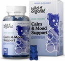 Wild & Organic Calm & Mood Gummies - Συμπλήρωμα υποστήριξης Mood - Ηρεμητικά Chews w/Ashwagandha Root, Rhodiola Rosea, Lemon Balm - Ashwagandha Συμπληρώματα Gummies - 60 Count