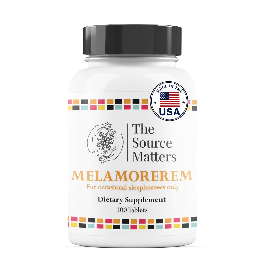 Melamorerem Dietary Supplement | 1mg Melatonin Tablets for Nighttime Routine, Travel Adjustment, Natural Rest, Body Rhythm Balance, and Helps Occasional Sleeplessness (100 Tablets)