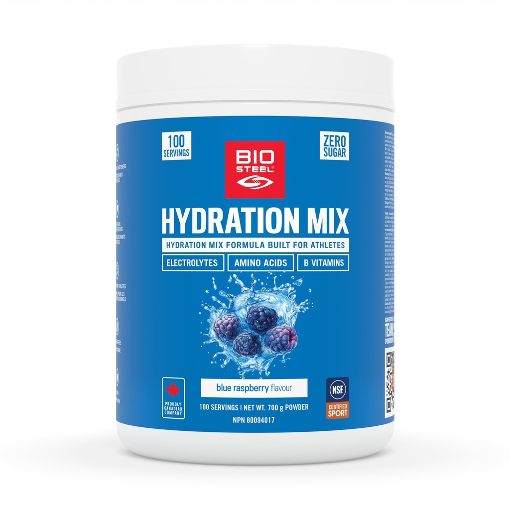 BioSteel Hydration Mix - Sugar Free, Essential Electrolyte Sports Drink Powder - Blue Raspberry - 100 Servings