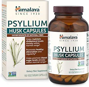Himalaya Psyllium Husk Capsules - Günlük Fiber Supplement for Supporting Digestive Health and Regularity - Vegan, Non-GMO, Sugar Free, Gluten Free, 180 Capsules