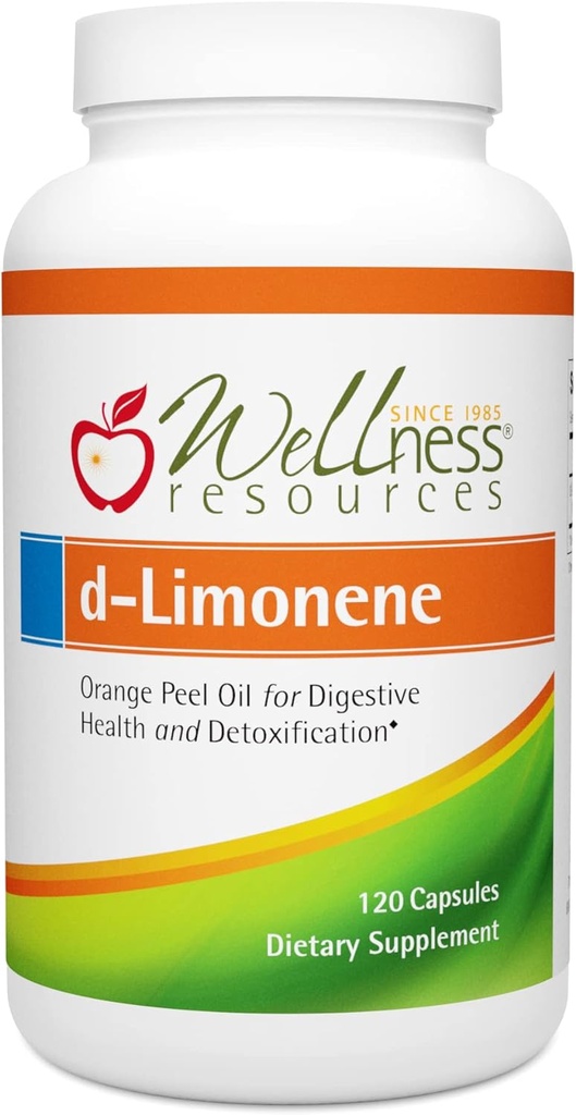Πηγές ευεξίας Κάψουλες υψηλής ισχύος d-Limonene 1000mg, 120 Κάψουλες - εκχύλισμα πορτοκαλιού Peel για την Digestive Υγεία, Heartburn, Acid Reflux, Αποτοξίνωση