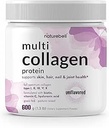 Multi Collagen protein Toz 600g - 5 Tip (I, II, III, V, X) Grass-Fed & Pasture-Raized | with Biotin 5000mcg, C & Hyaluronic Acid | DW, Paleo, Unflavored (54 hizmet)