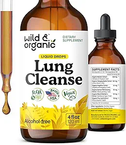 Wild & Organic Lung Cleanse Detox Tincture - Mullein Drops for Lungs - Herbal Mullein Ekstraksiyonu - Vegan, Alkol Ücretsiz Drops - 4 fl ozz