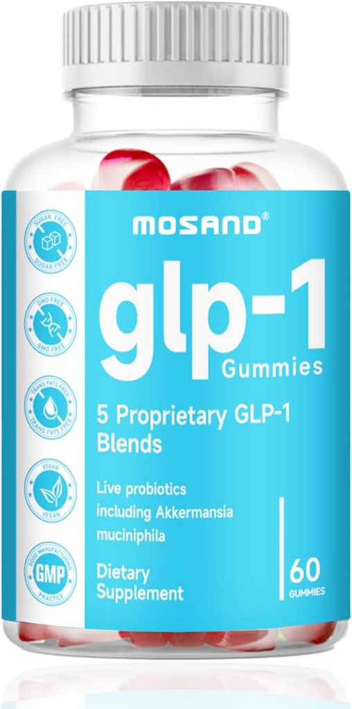 GLP-1 Probiyotik Gummies, GLP-1 Supplement with Akkermansia Probiyotik, Berberine, Gut & Digestion Health,Strawberry Flavor-60 Gummies