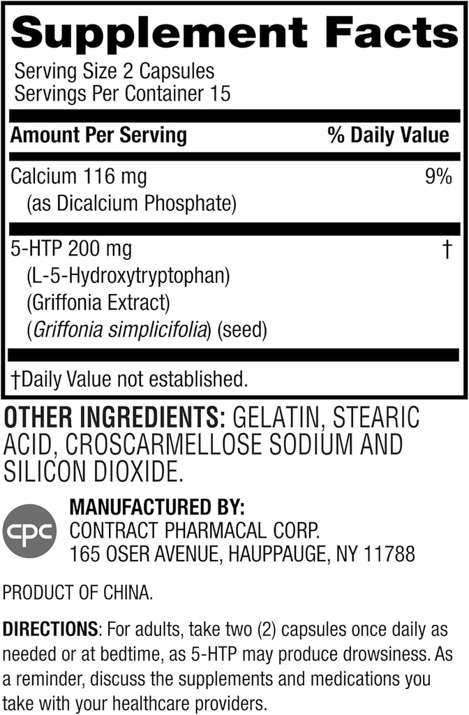 Dünya Men & Women için 5HTP Supplement, Yapay Öngörücüler Renk veya Flavor Non-GMO 100 MG