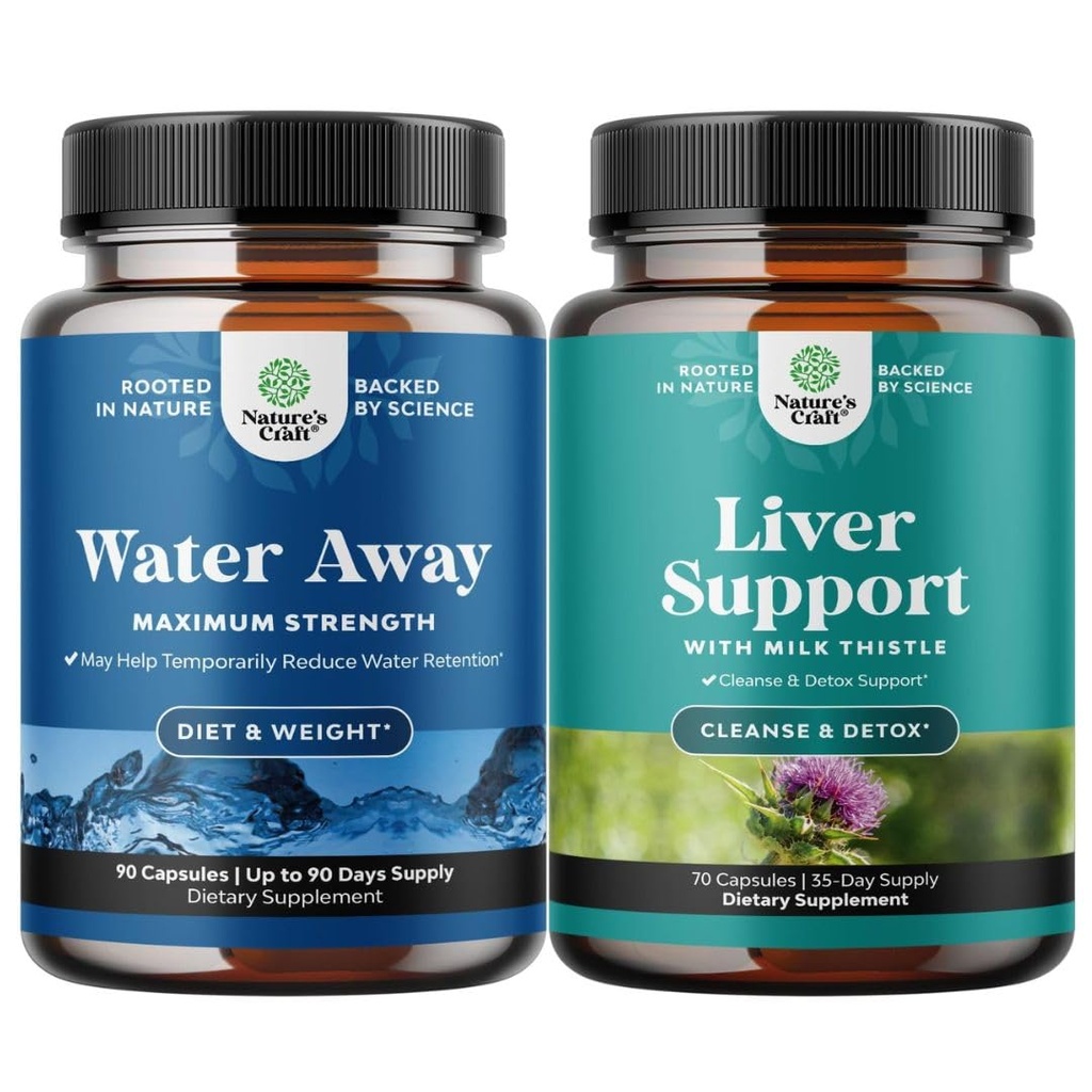 Water Away Pills'in Garantisi – Herbal Diuretic Pills for Water Retention for Fast Acting Bloating Relief and Liver Cleanse Detox & Tamir Formula - Herbal Liver Support Supplement