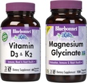BlueBonnet Beslenme Vitamin D3 ve K2 ve Magnezyum Glycinate Sebze Kapsülleri