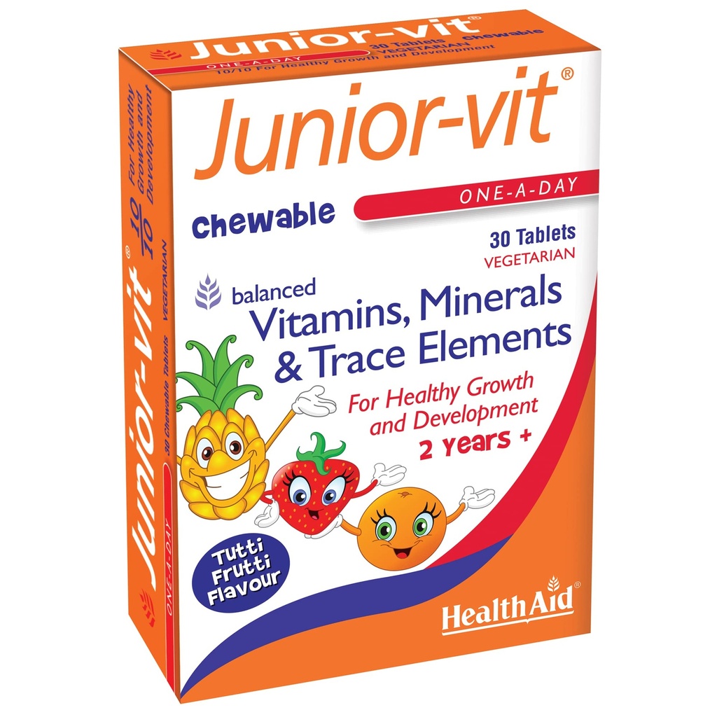 Health Aid Junior-vit - Chewable (Tutti-fruity Flavour) (Age 2 plus) - Blister Pack 30 Tablets