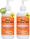 Doğal Köpek Şirketi 2 Paketi - 16 oz. Skin ve Coat Oil, Köpekler için Fish Oil Supplements, Fatty Acids, Antioksi, Multi Dog Family, Büyük Breed Dogs, 32 oz. Değer