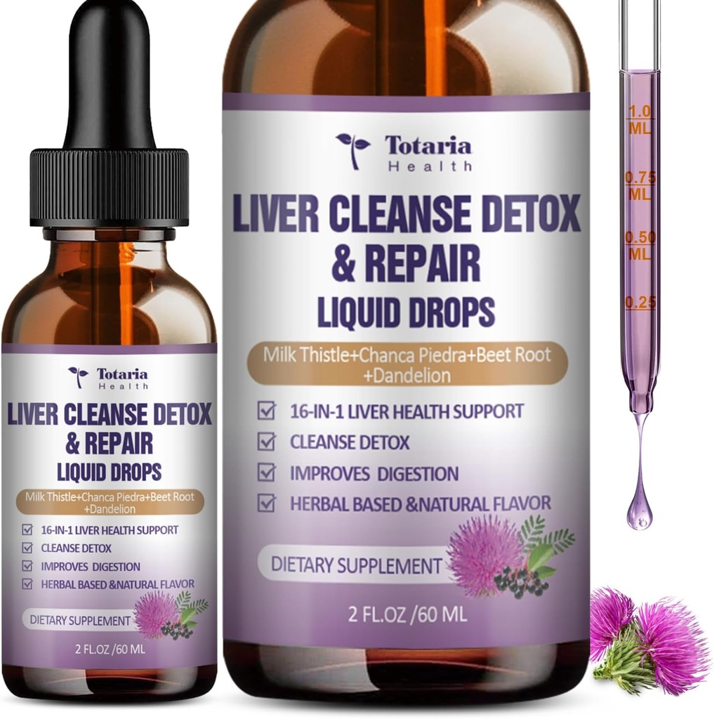 Liver Cleanse Tamir Liquid,1100 Süt Butle Supplement Dandelion Root ve 16+ Liver Support Active Liver Health Formula No Sugar Vegan Non-GMO ve All-Doğal