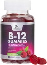 Vitamin B12 Energy Gummies - 3000 mcg per Serving Extra Strength B 12 Gummy for Metabolism & Immune System Support - Chewable Dietary B12 Supplements, Caffeine Free Gummy Vitamin - 60 Gummies