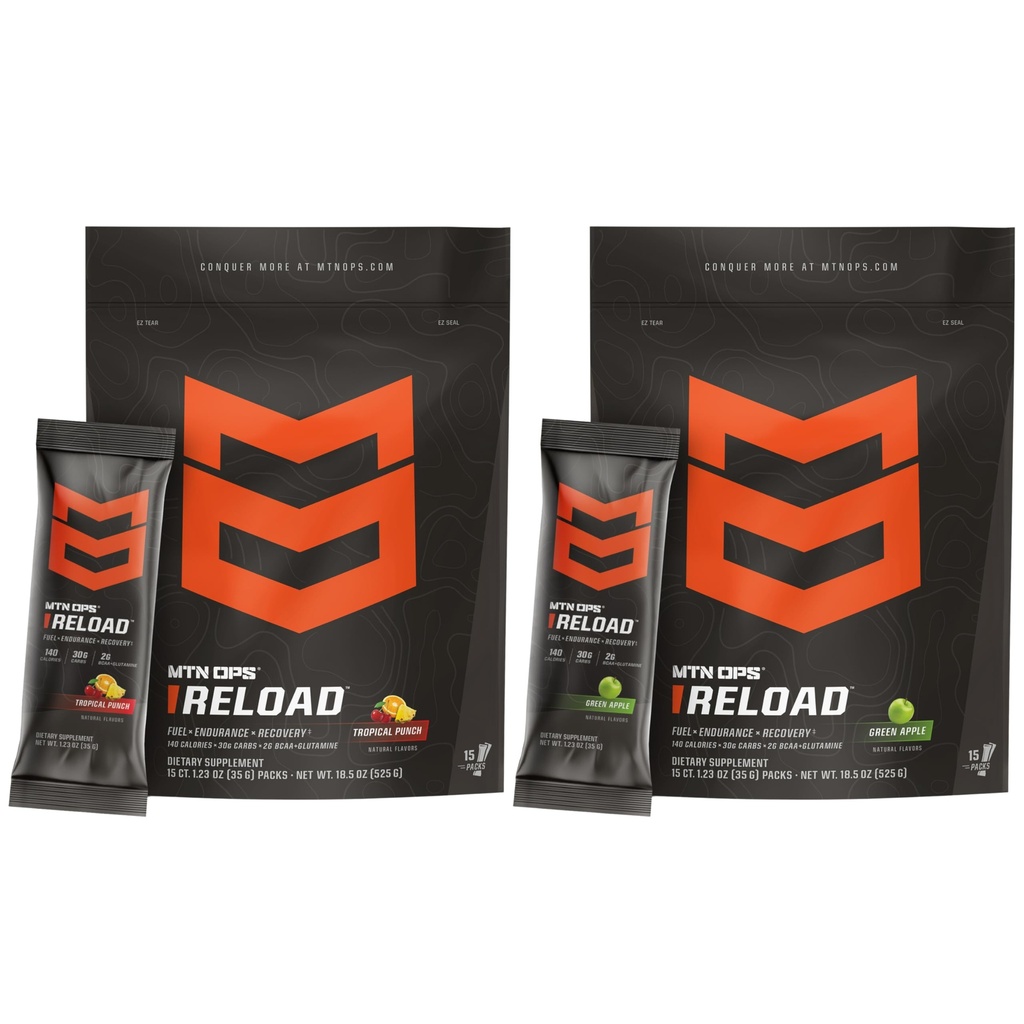 MTN OPS Reload Ready-to-Mix Carb Mix Bundle, Tropical Punch & Green Apple