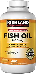 Kirkland Doğal Balık Yağı 300 mg Omega-3 ile 1000 mg İmzaladı - 400 ct (Pack of 2)