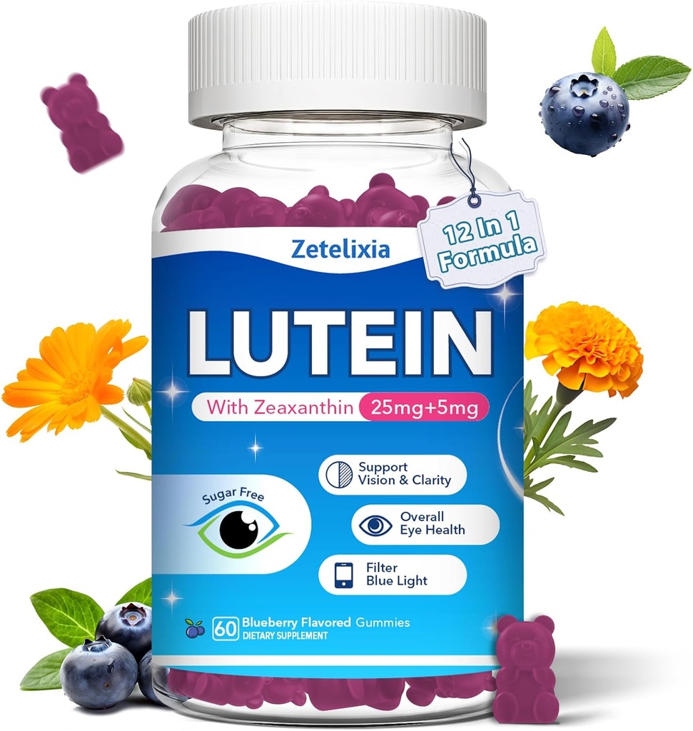 Lutein Gummies, 1 Lutein ve Zeaxanthin Supplements Eye Vitamins yetişkinler için Gummies, Eye Health Supplement with multiple Vitamin for Promosyon Eye & Vision - 60 Gummies