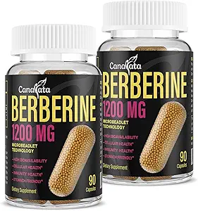 Συμπλήρωμα βερβερίνης 1200mg - Υψηλή βιοδιαθεσιμότητα Μικροσφαιρίδια βερβερίνης HCL, ενεργοποιητής GLP-1 & AMPK για γυναίκες άνδρες 90 κάψουλες Vegan