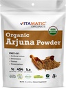 Vitamatic Sertifikalı USDA Organik Arjuna Bark Toz - 1 lb (16 oz) Pure Terminalia Arjuna Bark | Destekler Kalp Sağlığı, Circulation & Stres Yardım