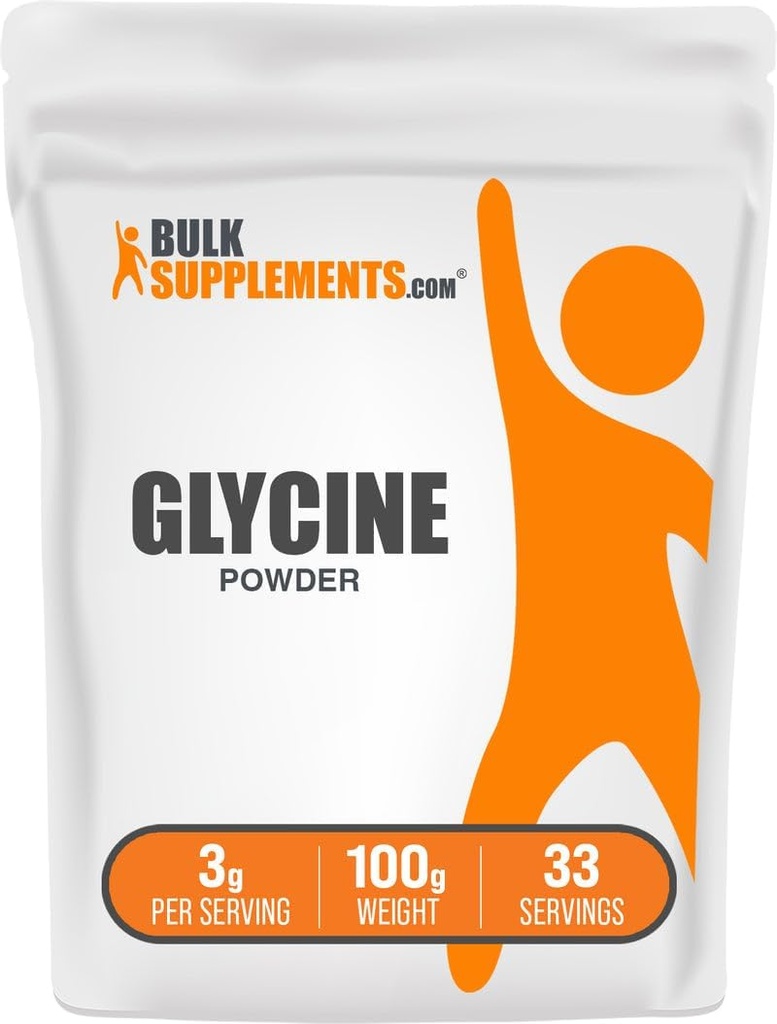 BulkSupplements.com Glycine Toz - Glycine Supplements, Amino Asit Supplement - Unflavored & Gluten Free, 3g per Service, 100g (3.5 oz) (Pack of 1)