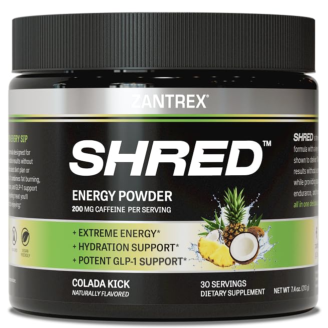 Zantrex Shred – Energy, Metabolism, Weight Management, GLP Drink - 200mg Caffeine - Colada Kick, 30 Servings