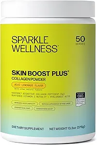 Sparkle Wellness VERISOL Bioaktif Hydrolyzed Collagen Peptides | C & Hyaluronic Acid for Hair, Skin, and Nail Health | Skin Boost Plus (Acai Lemonade) [50-Serves]