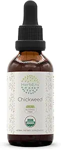 Chickweed B60 USDA Organic Tincture | Alkol-Free Extract, High-Potency Herbal Drops | Sertifikalı Organik Stok Weed (Stellaria Media) Kuru Herb (2 oz)