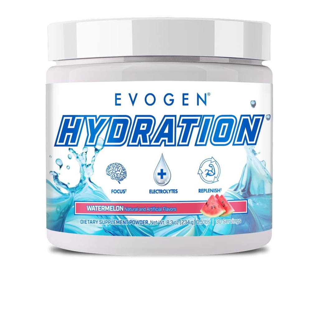 Evogen Hydration - Electrolytes Powder | Sugar-Free Electrolyte Powder Supplement for Hydration, Energy, and Recovery | Coconut Water, B Vitamins, Potassium | Watermelon | 30 Servings