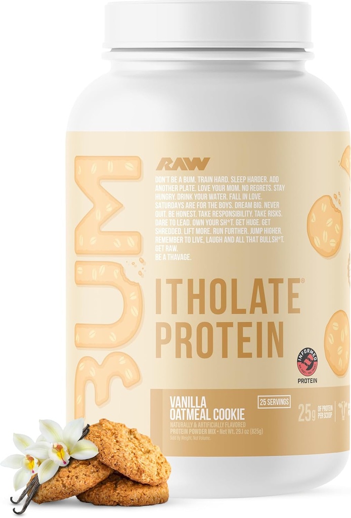RAW Whey Isolate Protein Powder, Vanilla Oatmeal Cookie (CBUM Itholate Protein) - 100% Grass-Fed Sports Nutrition for Muscle Growth & Recovery - Low-Fat, Low Carb, Naturally Flavored - 25 Servings