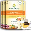 Premium Echinacea Tea with Zinc (Pack of 4, 88 Tea Bags) - Decaffeinated Healthy Tea for Immune Health - Organic Herbal Tea Bags w/Natural Ingredients - Ideal Tea Gifts for Tea Lovers