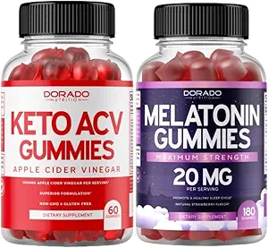 Keto ACV Gummies (60 Count) Σύνθετη Φόρμουλα απώλειας βάρους και μελατονίνης Gummies (180 Count) - Γρήγορη Διαλύστε Melatonin Gummy για ενήλικες με υψηλή δραστικότητα - μη GMO, Vegan συμπλήρωμα & Made in USA