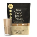 SAVVY Bone Broth Power Vanilla Protein Powder – 22g Protein, 12g Collagen, Glutamine, MCTs – Bone Broth for Muscle, Joint, Digestive & Skin Health – Dairy-Free, Keto – 560g (16 Servings)