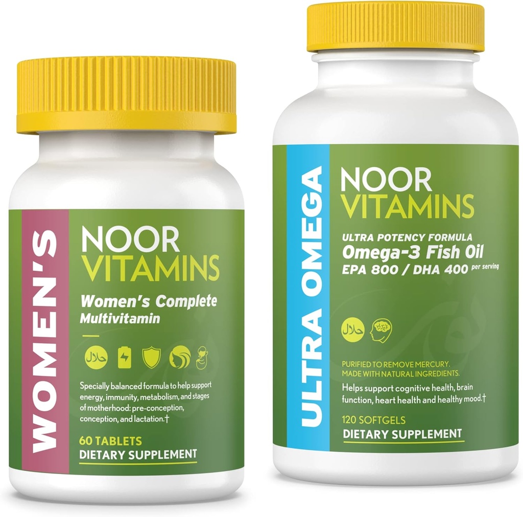 Noor Vitaminleri Kadınlar Multivitamin ve Omega Fish Oil Supplement Sche