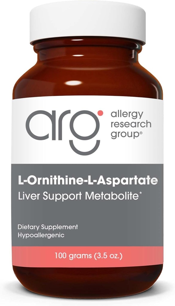 Alerji Araştırma Grubu L-Ornithine-L-Aspartate Toz - Liver Detox Destek Metabolite, Amino Asit Kompleksi, Pure, 3000 mg Supplement - 3.5 Oz Oz