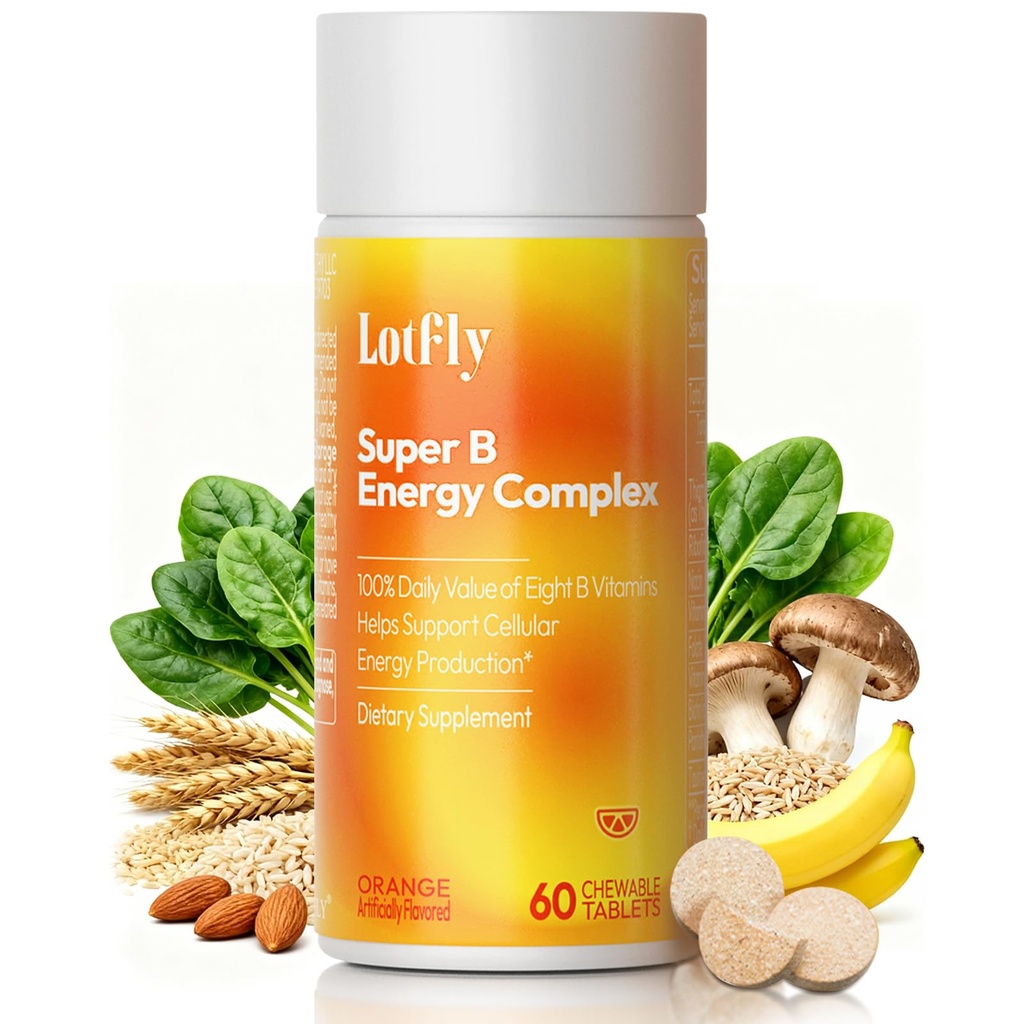B1, B2, B3, B5, B6, B7, B9, B12 Taurin-Immune Support, Enerji Metabolism ve Nervous System – Super B Complex with Blood Orange Toz – 60 Tablet