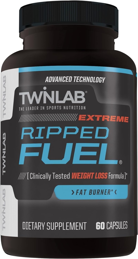 Twinlab Ripped Yakıt Extreme - Enerji Kilo Yönetimi ve Kas Sağlığını Desteklemek için - 60 Capsules