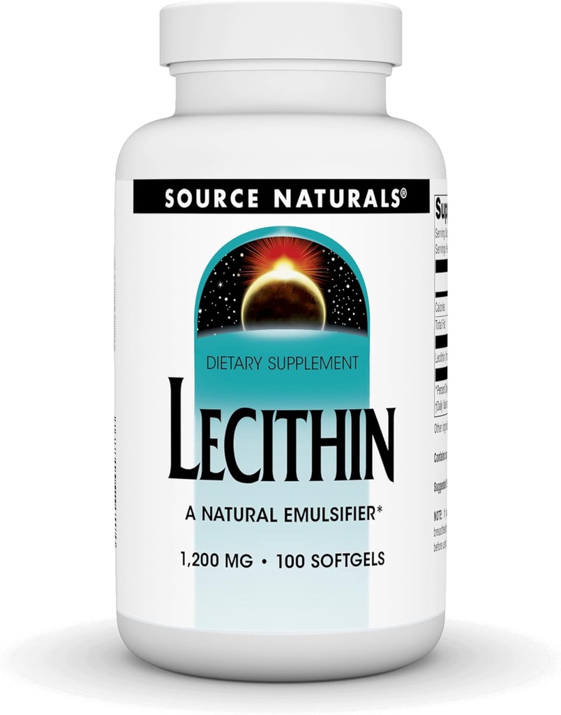 Source Naturals Lecithin 1200 mg, Doğal Emülsifier - 100 Softgels