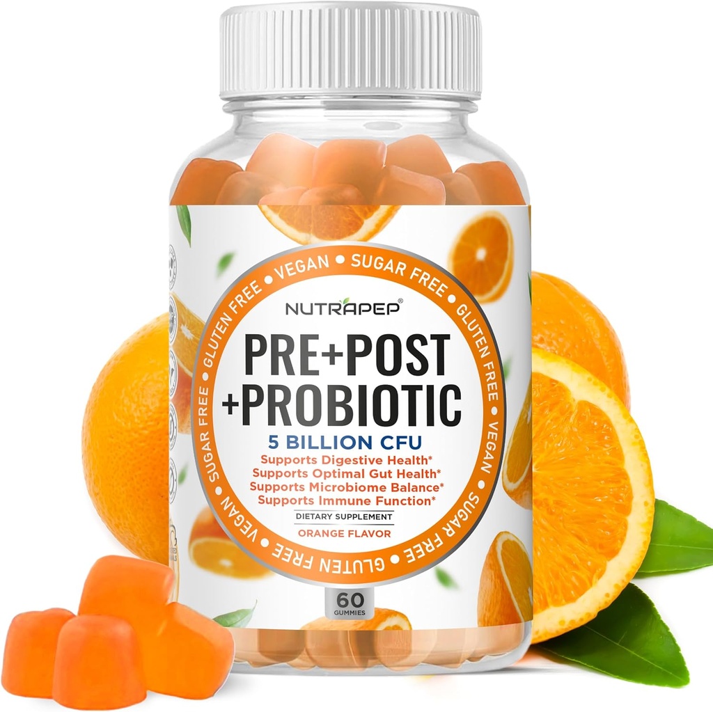Prebiyotik Probiyotik & Postbiyotik Gummies for Women Men & Kids Children - High Potency 5 Milyar CFU - Sugar-Free & Gluten Free