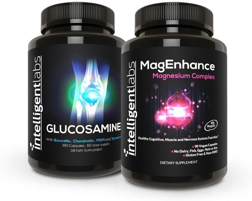 Akıllı Laboratuvarlar 2-in-1 MagEnhance Triple Magnezyum Kompleksi (Magnesium Threonate Supplement with Mg Taurate and Mg Glycinate) + Glucosamine and Chondroitin Ortak Bakım Kompleksi