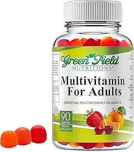 Greenfield Nutritions Halal Multivitamins for Adults | 90 Halal Vitamins for Women & Men | All Essential Gelatin Free Halal Gummy Vitamin, Mineral, Folic Acid, Biotin, Gluten Free, Non-GMO, Vegetarian
