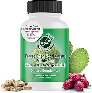 Nopal Cactus Capsules - Freeze kıl Prickly Pear Extract - Metabolik Sağlık Desteği için Fiber Supplement - Betalains & Nitrates - Non-GMO - 120 Veggie Caps (1 Şişe)