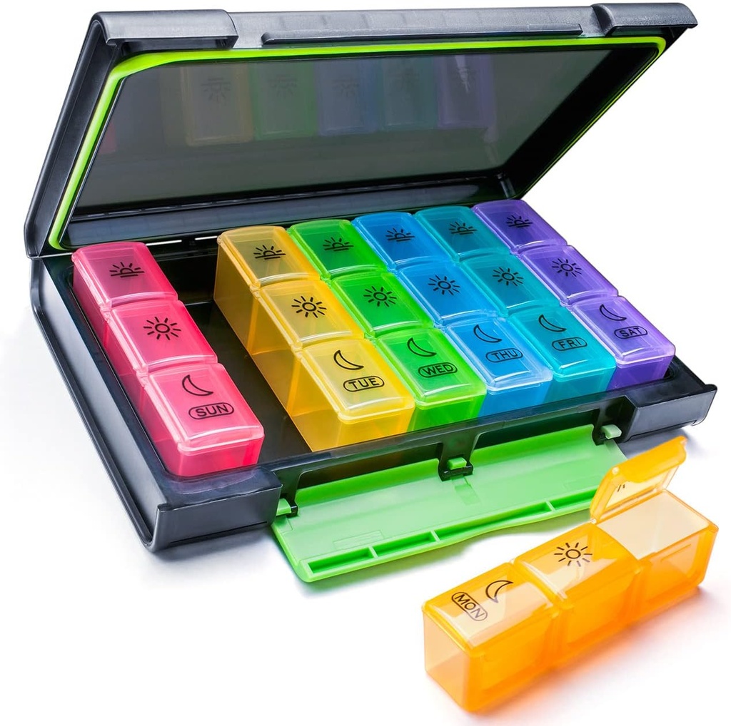 Haftalık Pill Organizer, 7 Günlük Pill Box (3-Times-A-Day) Moisture-Proof Design Pill case to Pills /Vitamin/Fish Oil /Supplements