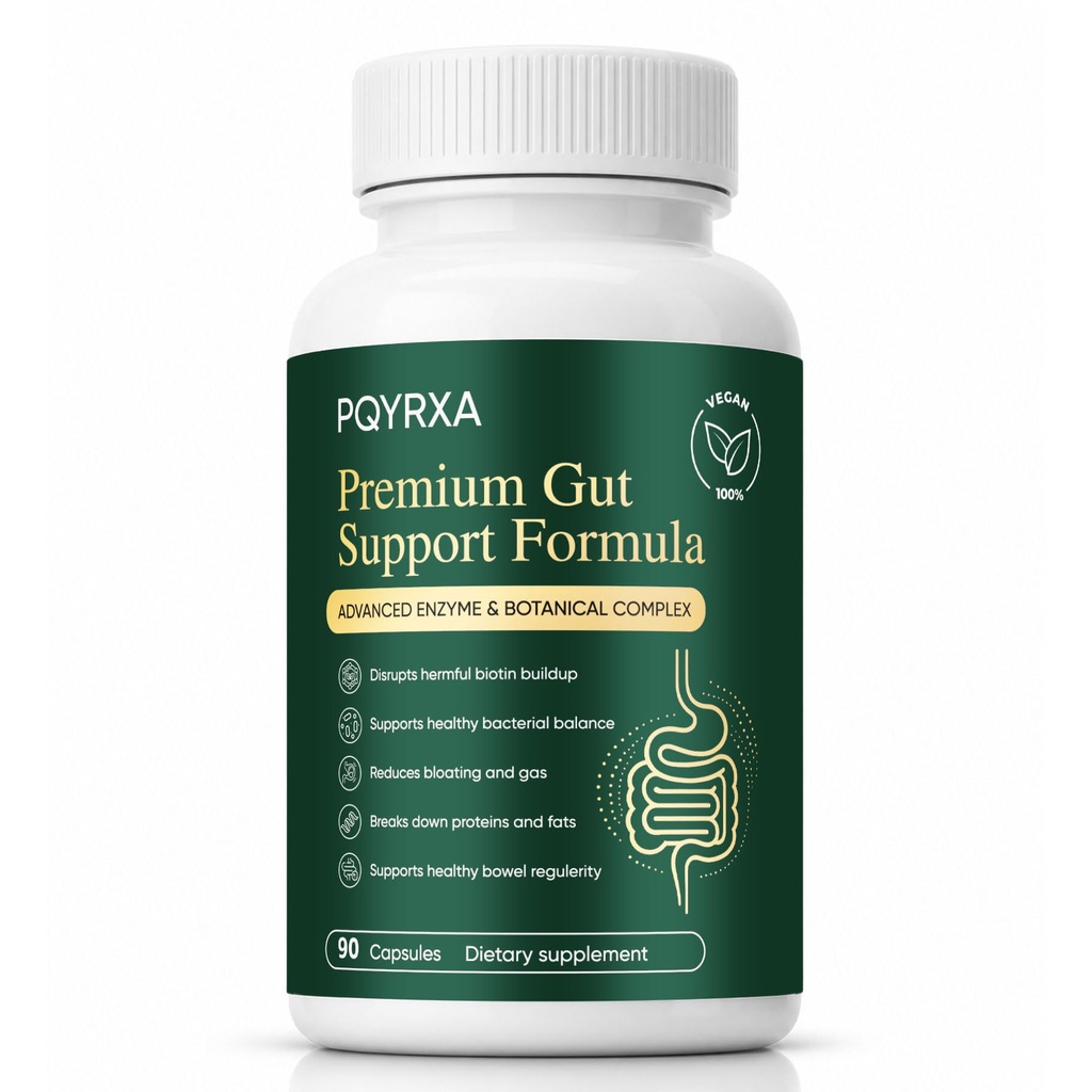 Premium Gut Support Capsules, Vegan, Non-GMO, 90 Capsules