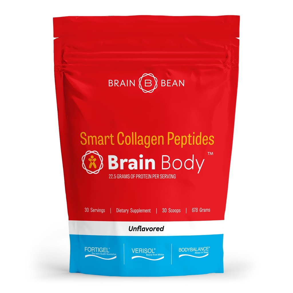 Beyin Vücut Kolajn Peptides Toz - Kadınlar ve Erkekler için Vital Protein & Collagen Supplement - Hydrolyzed Type I & III for Hair, Skin, Nails & Ortak Sağlık - 30 Hizmet - Unflavored - 678g