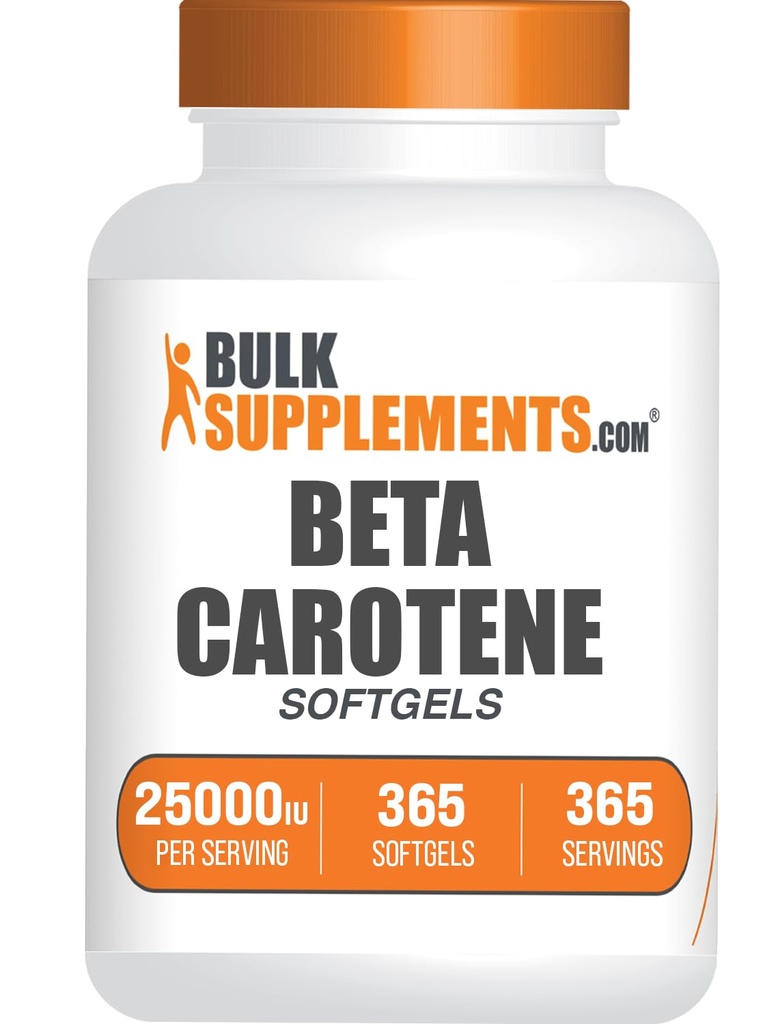 BulkSupplements.com Beta Carotene 25000 IU Softgels - A Supplement, Beta Carotene Supplements - Eye Support, Gluten Free, 1 Softgel per Service, 365 Count (Pack of 1)