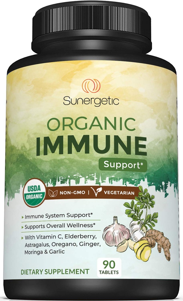 USDA Organik Immune Support Supplement – Organik Immune Health Supplement with Vitamin C, Elderberry, Astragalus, Oregano, Ginger, Moringa & Garlic – Organik Immune System Support - 90 Immune Tabletler