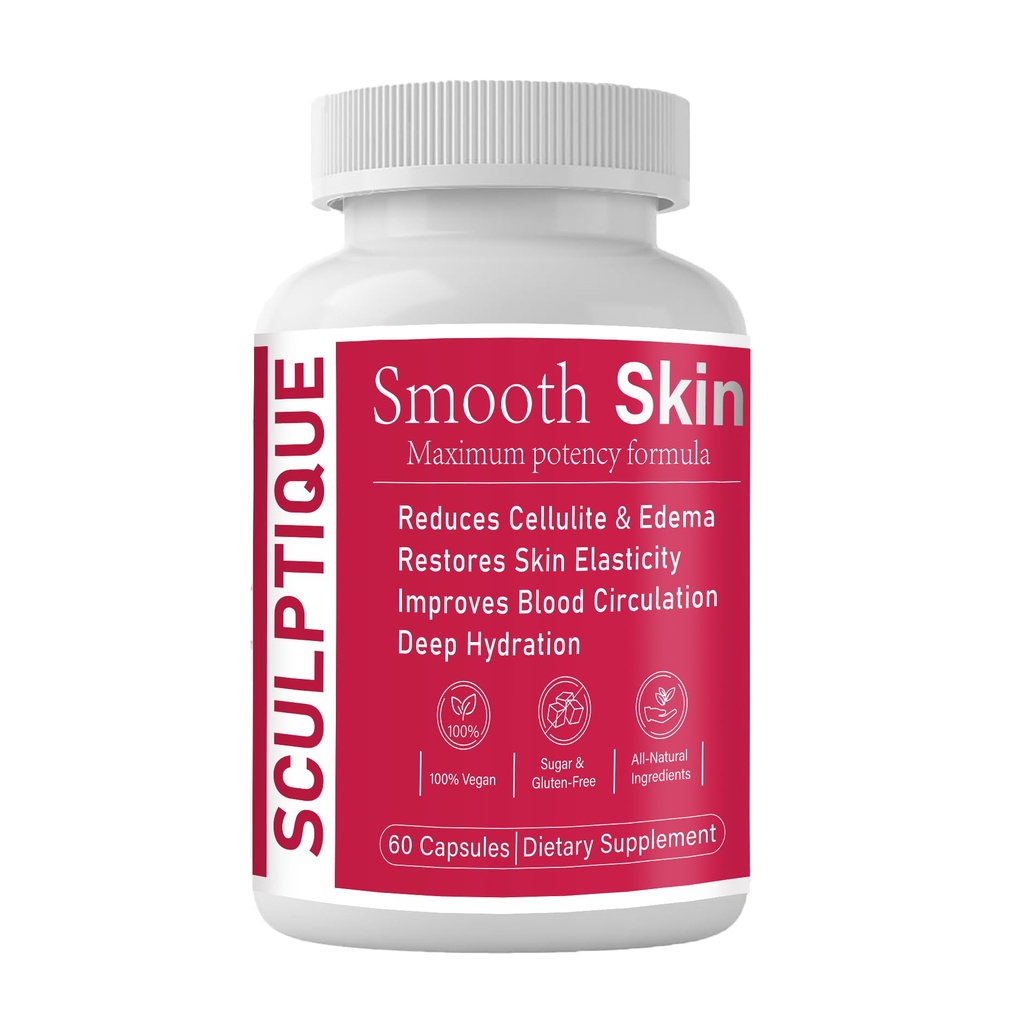 Plant-Based Smooth Skin & Circulation Support Capsules – Helps Reduce Cellulite Appearance, Supports Skin Elasticity, 60 Vegan Capsules, Gluten-Free & Sugar-Free (1PC)